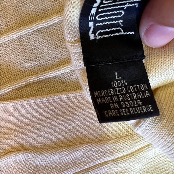 BELFORD Long Sleeve V-neck Ivory Tunic Sweater Knit Top Size L buttons  yellow - Picture 13 of 16